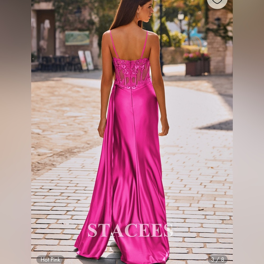 Hot Pink Maxi/Prom Dress - Picture 2 of 2